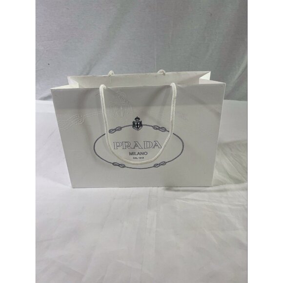 Prada Paper Reusable Shopping Bag Rope Handle White 9.6" x 13.6 " x 5.5" - Picture 1 of 12
